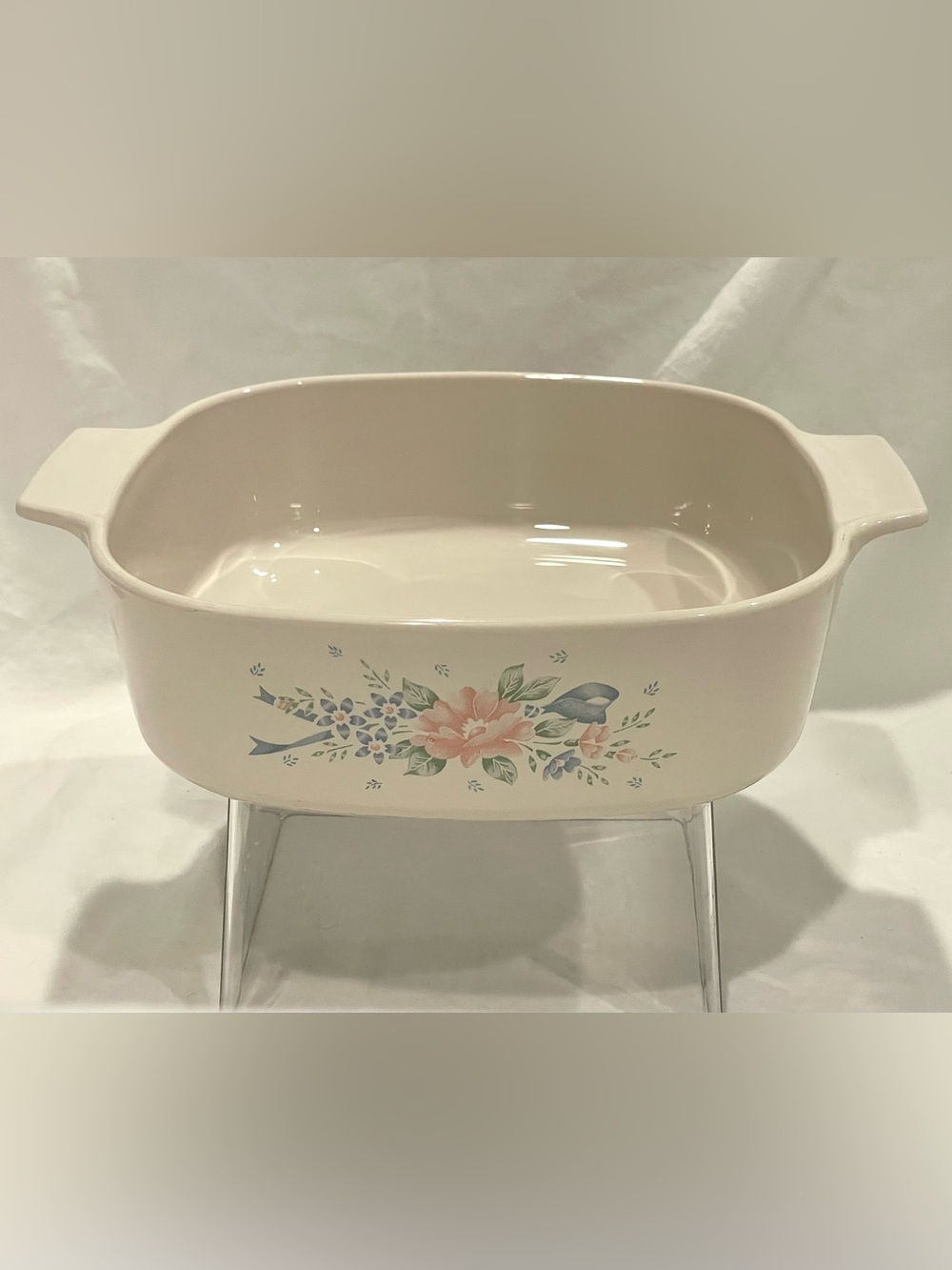 ☀️2/$20 Vintage Corningware “Symphony” Cream Floral 2L (~2Qt) Baking Dish | EUC